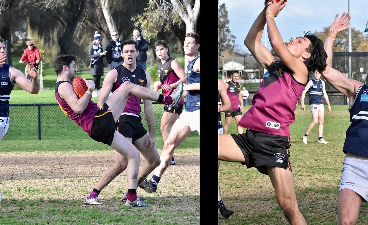 Durras Seccull and Jack Kennedy taking marks, with Seccull's real moments of glory to come late in the game