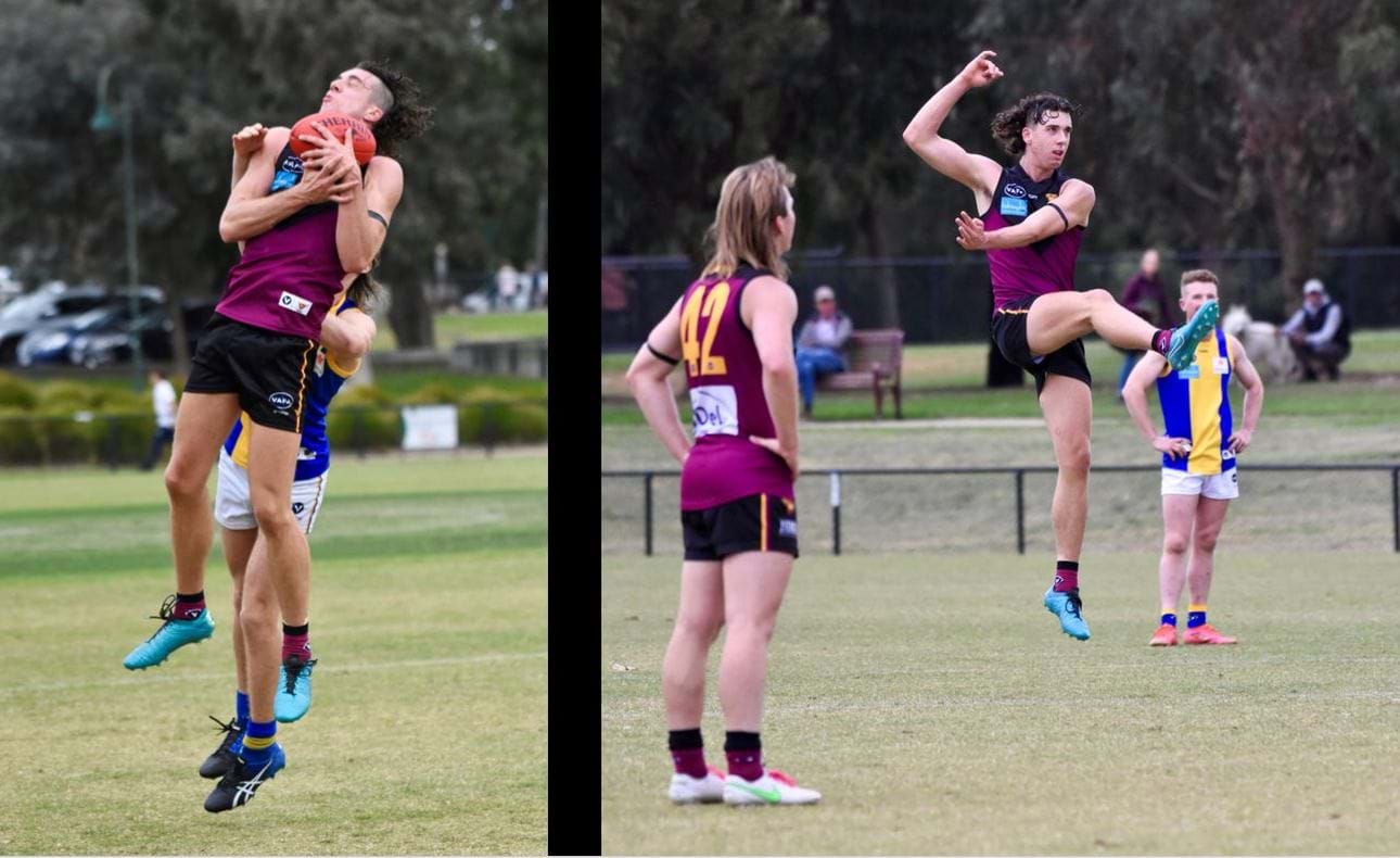 Debutant Nathan Dowsett marks and takes his kick in the season's opening round against De La Salle