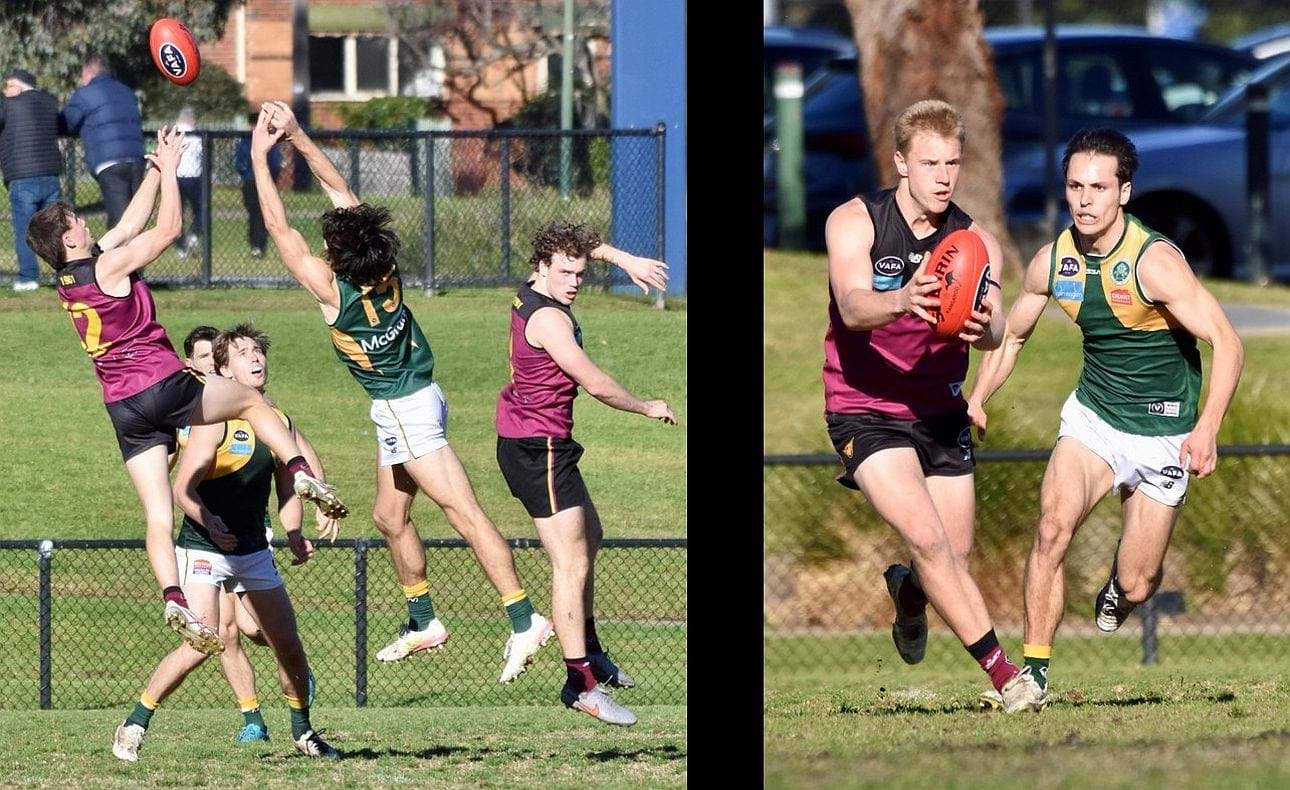 Archer Harrop shows best judgement with Joel Chilcott in front of the pack: Lachlan Giliam heads forward