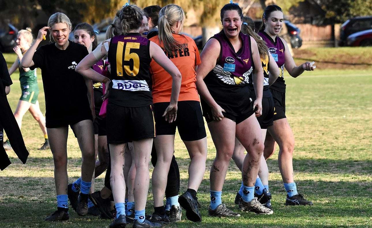 Chelsea Frawley roars with delight after the Hearts' win