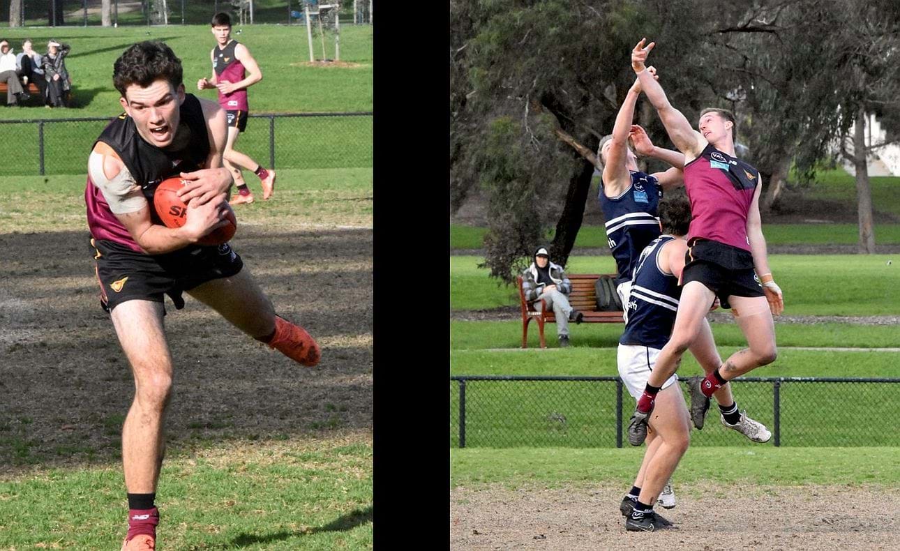 Jasper Waring takes a safe chest mark and a balletic pose from Bailey Yates