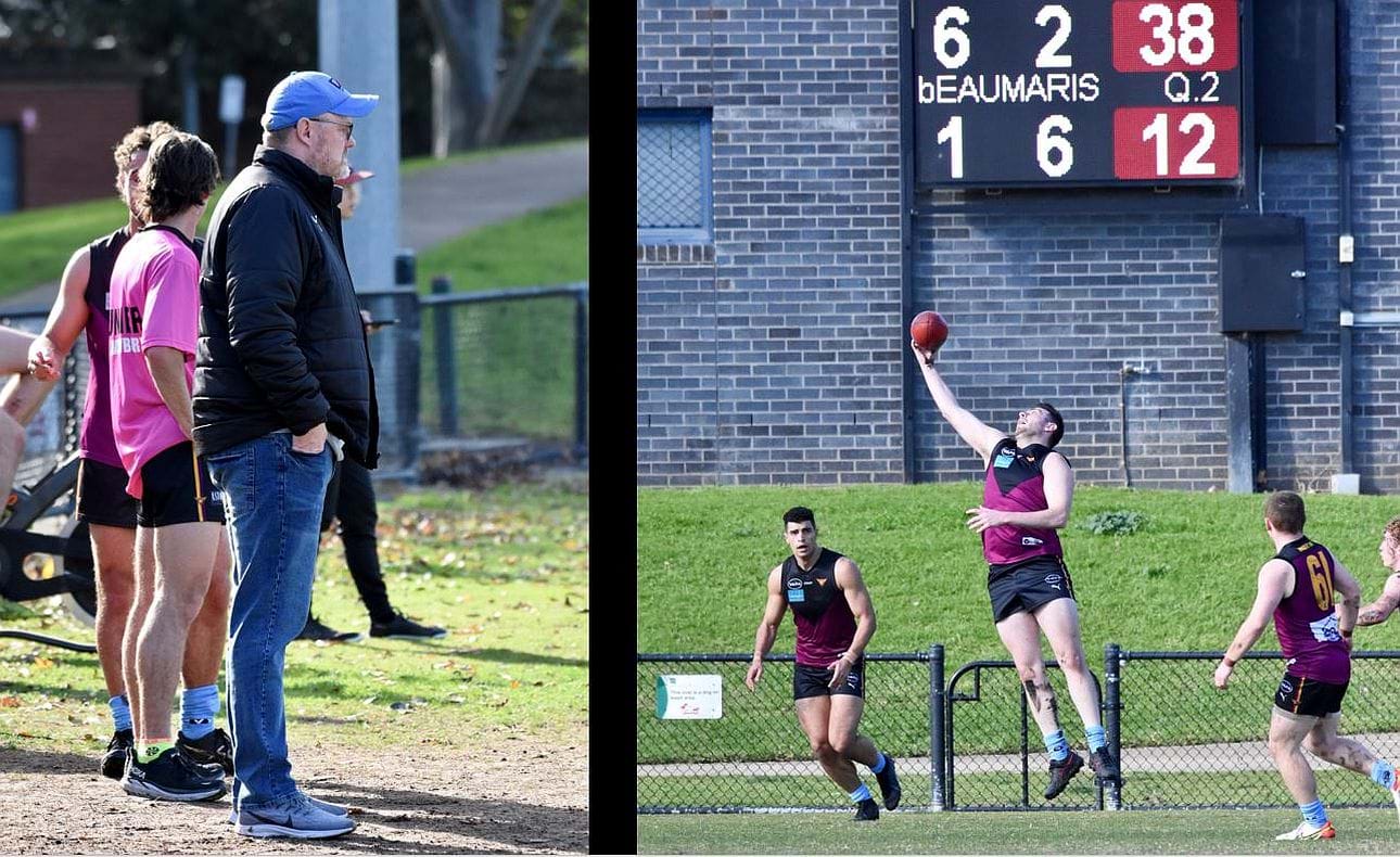Under coach Jason Bek the Reserves completed a remarkable turnaround from their early-season loss to Beaumaris to comprehensively demolish the visitors; forwards Jacob Gown flying for a mark and Dre Stefanakis (61) each contributed 5 goals to the massive win