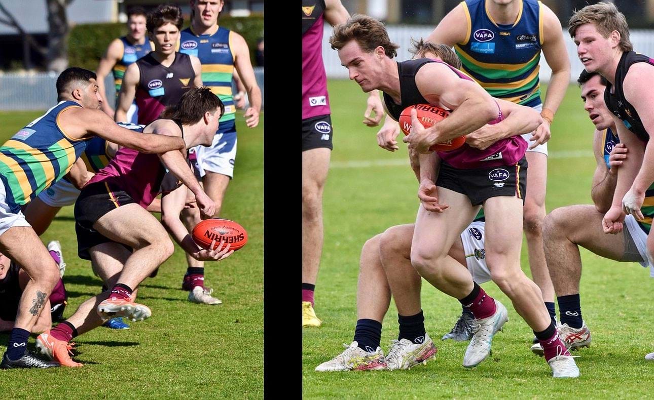 Josh Gasparini and Hugo Lynch trying to make their escapes