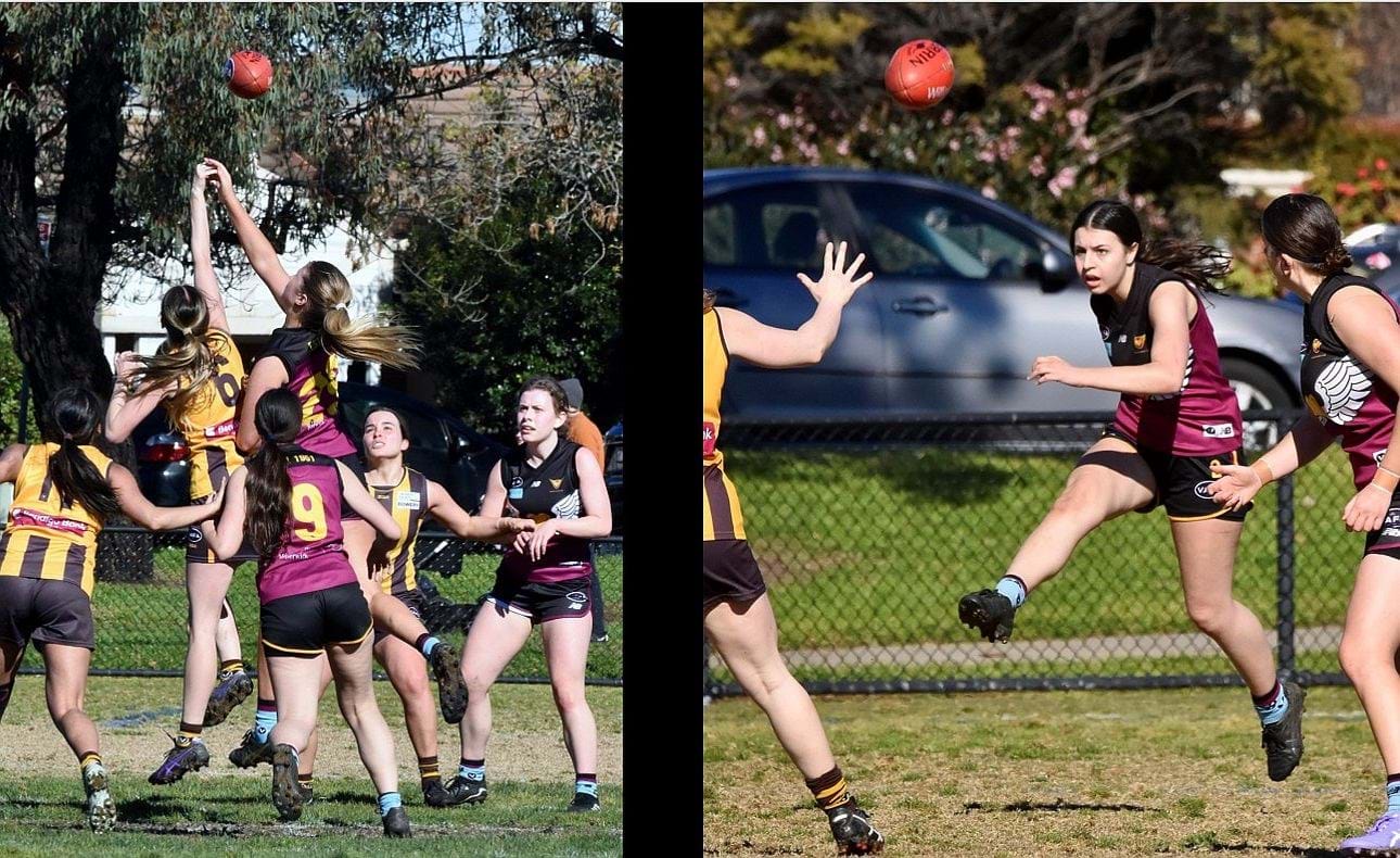 Meg Nailon nails it in the ruck, Reanna Barbakas gets her kick away