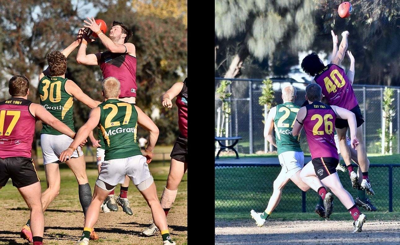 Durras Seccull with yet another mark, watched by Liam Wood (17); Jack Kennedy (40) goes the spoil watched by Liam Kirkwood-Scott (26)