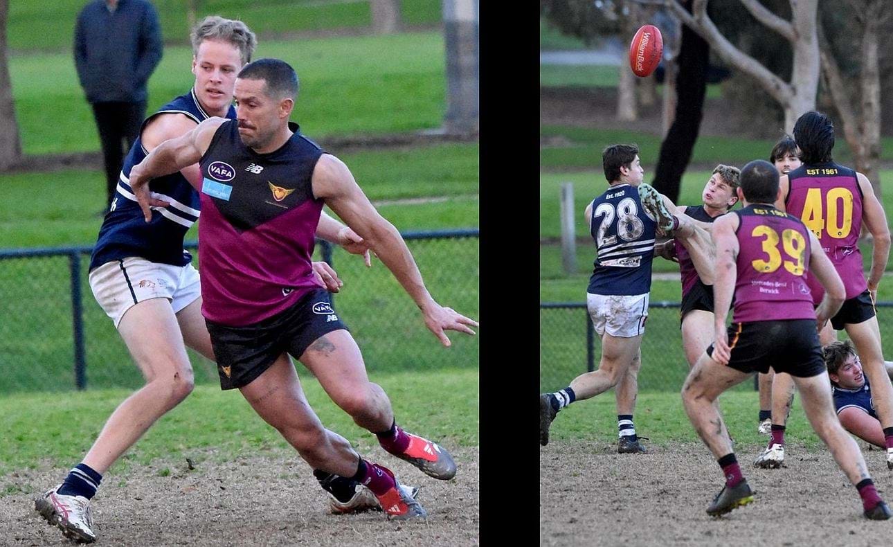 James Magner on the turn; Hugo Nosiara just gets his kick away in front of Will Barrie (39) and Jack Kennedy (40)