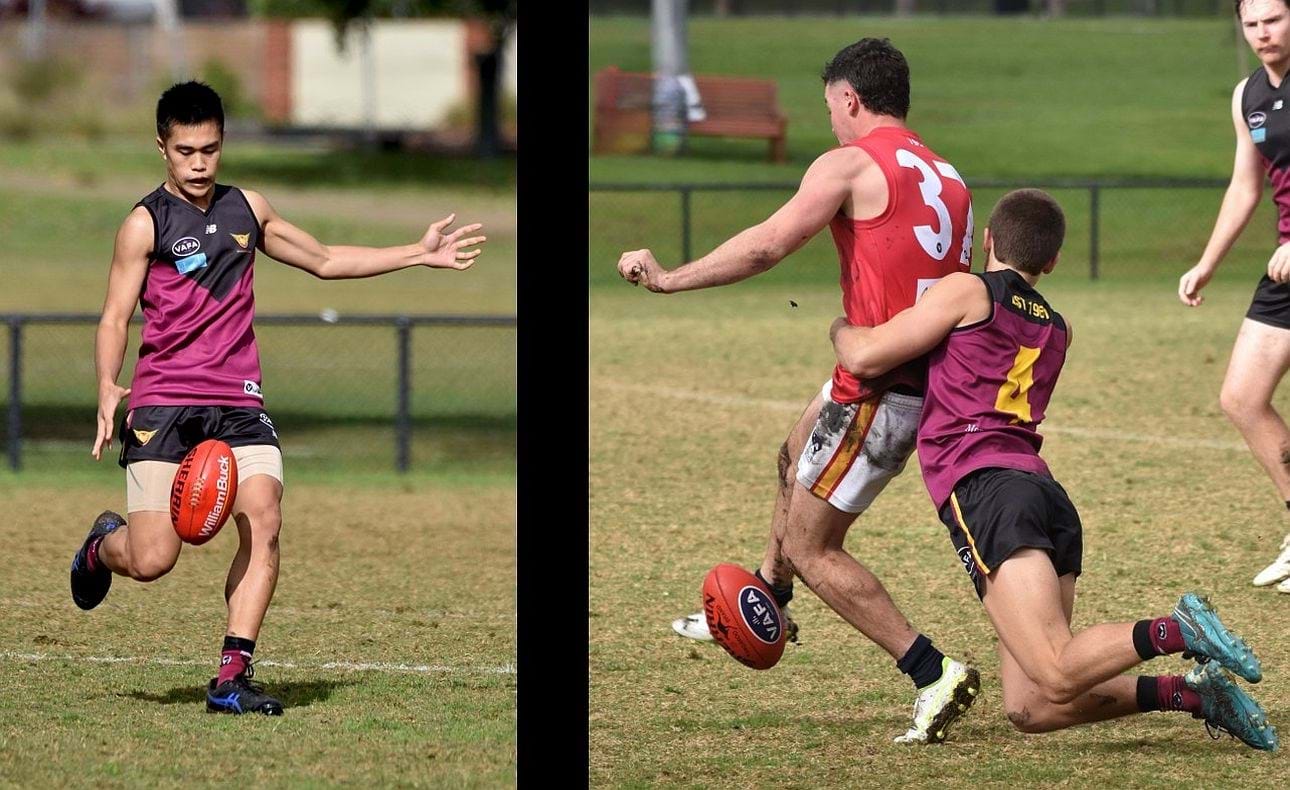 Kenneth Ta and the tackling Jack Tuffley (4)