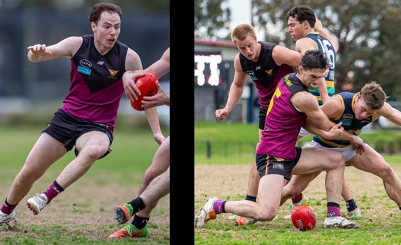 Seve Stefanakis in pursuit while Brede Seccull in a close contest with Lachlan Gilliam behind him
