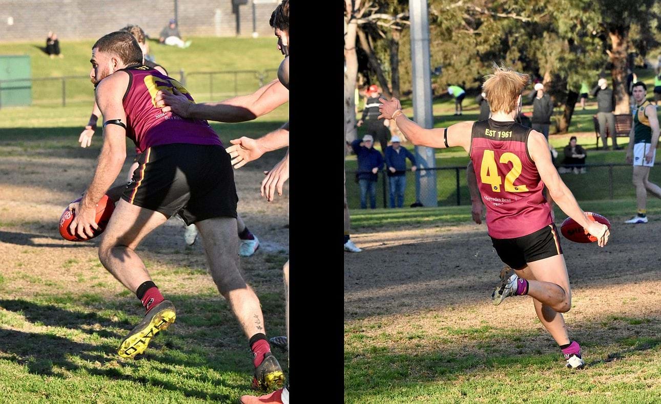 Will Barrie (65) and Charlie Harrop (42) on the turn and heading for goal