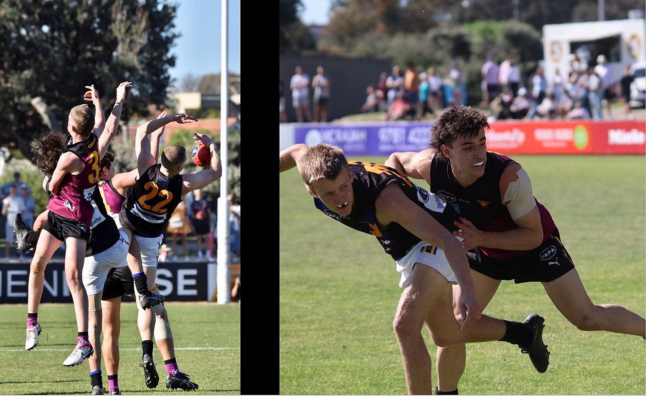 James Connell (33) at the back of the pack and Nick Giustiniano competes closer to ground