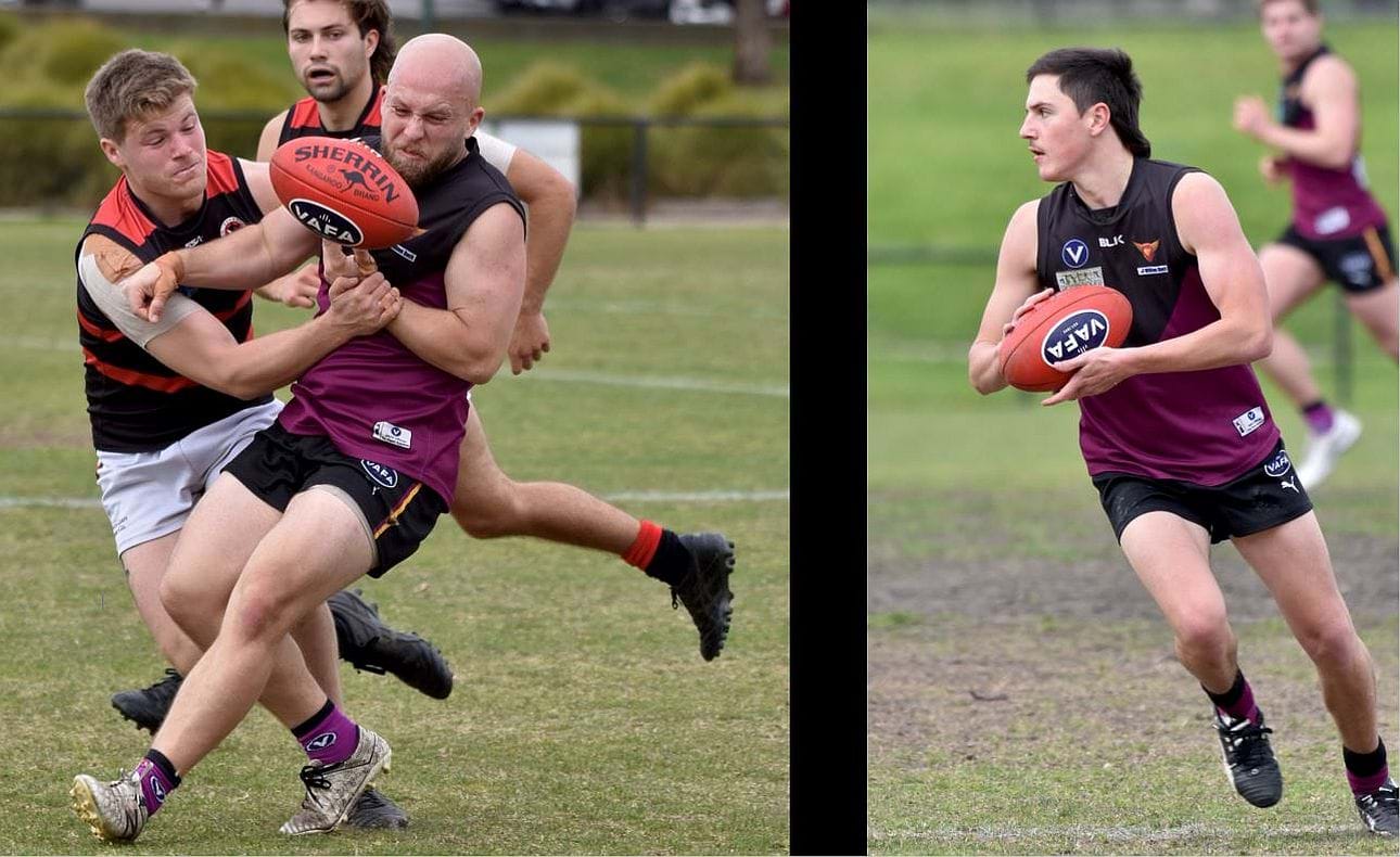 In his 100th game, Ben O'Leary finds himself under pressure in the Reserves match; George Aivatoglou wheels around