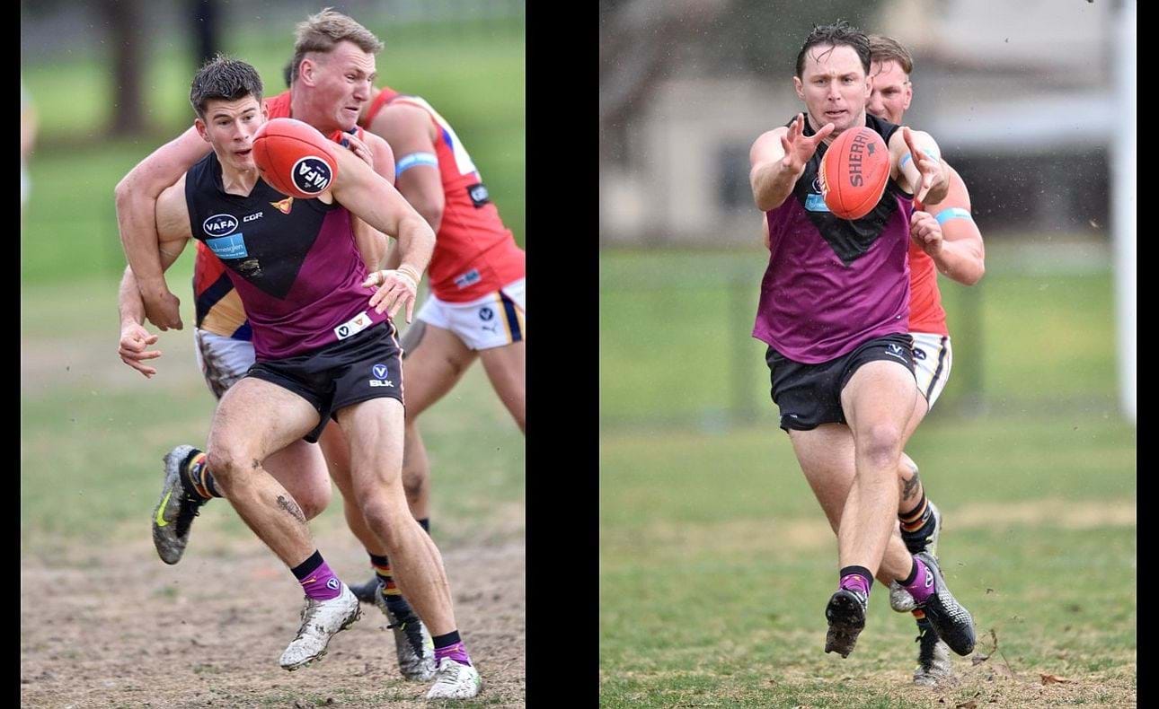 Connor Riley and Peter Gleadhill lead their St Bede's Mentone Tigers opponents