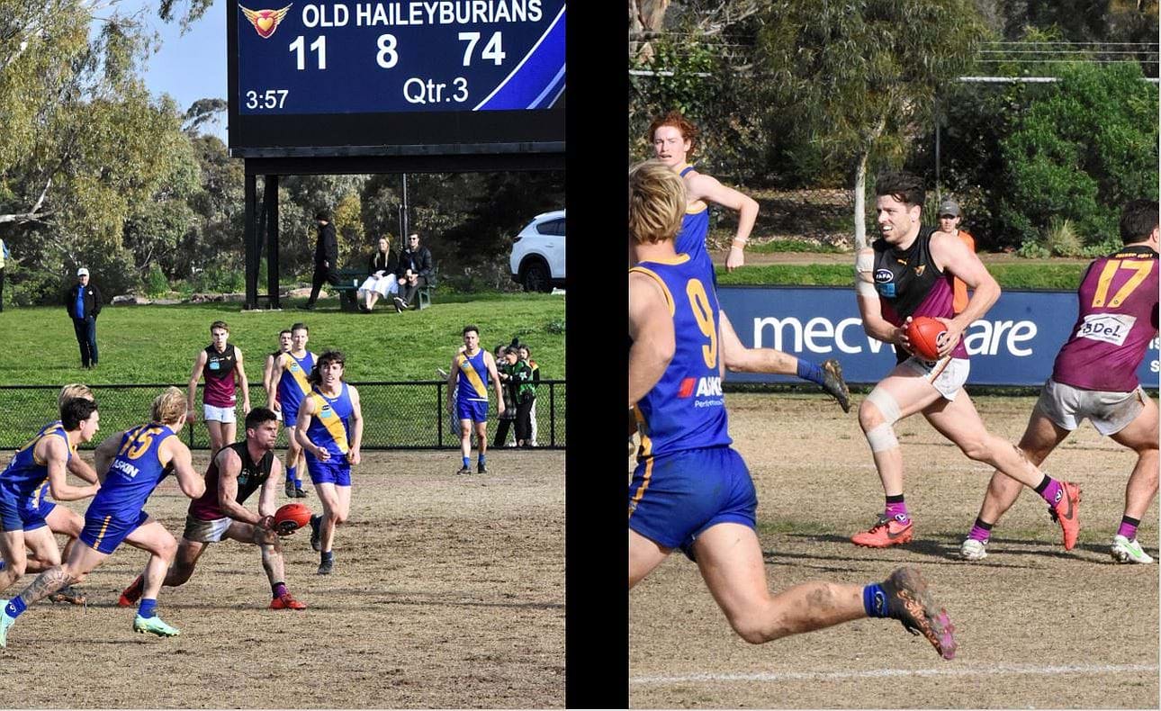Brede Seccull surrounded by Sharks as the Bloods' score mounts; skipper James Paul off on another dash from defence