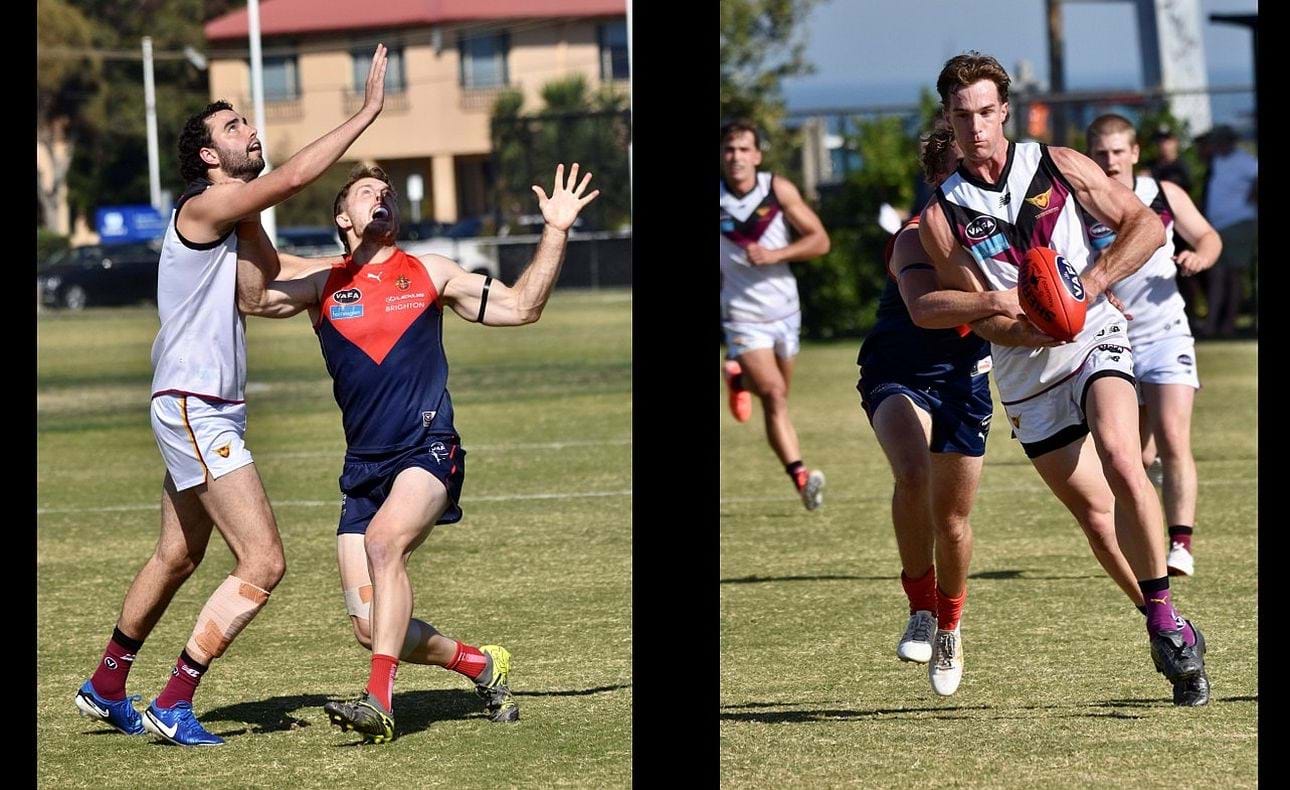 Eyes on the ball for ruckman Jack Bell; Hugo Lynch runs out of defence