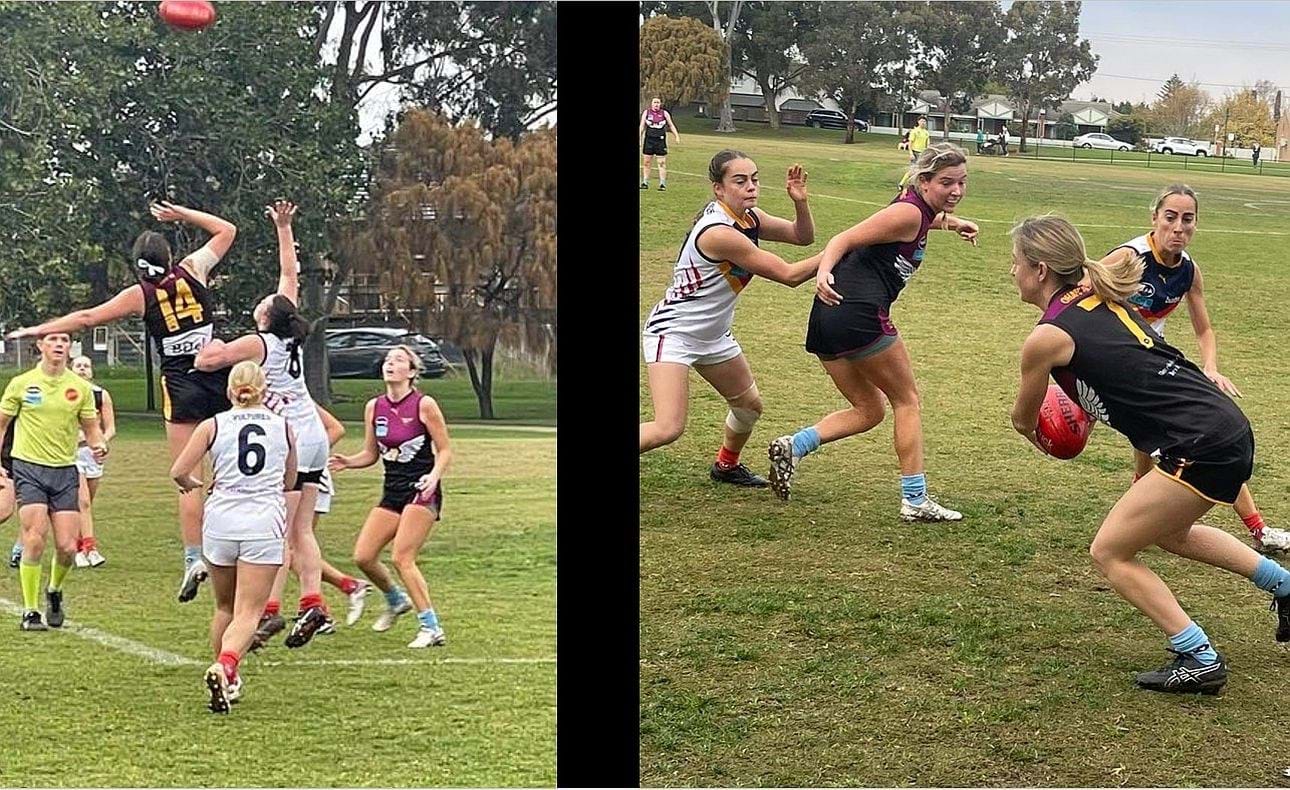 Ella Gown (14) takes the ruckwork for the hearts and Alizza Hetherington (7) gathers