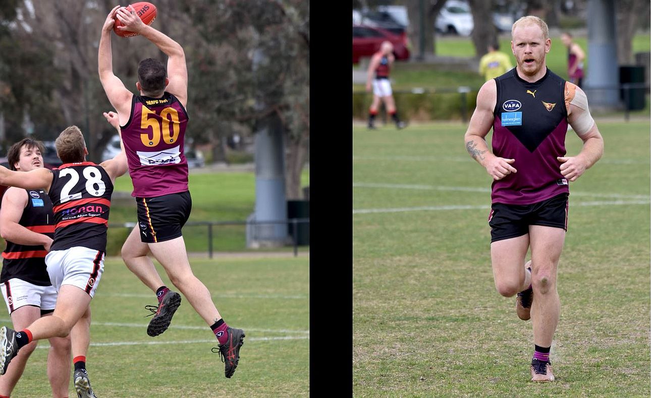 Jacob Gown (50) and Brad Prior in action for the Reserves