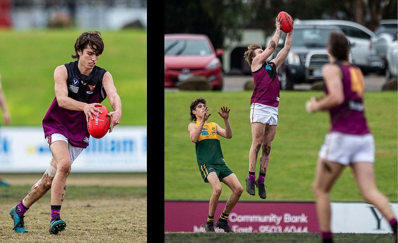 Noah Higgins takes his kick, Ben Bishop-Schoff a mark
