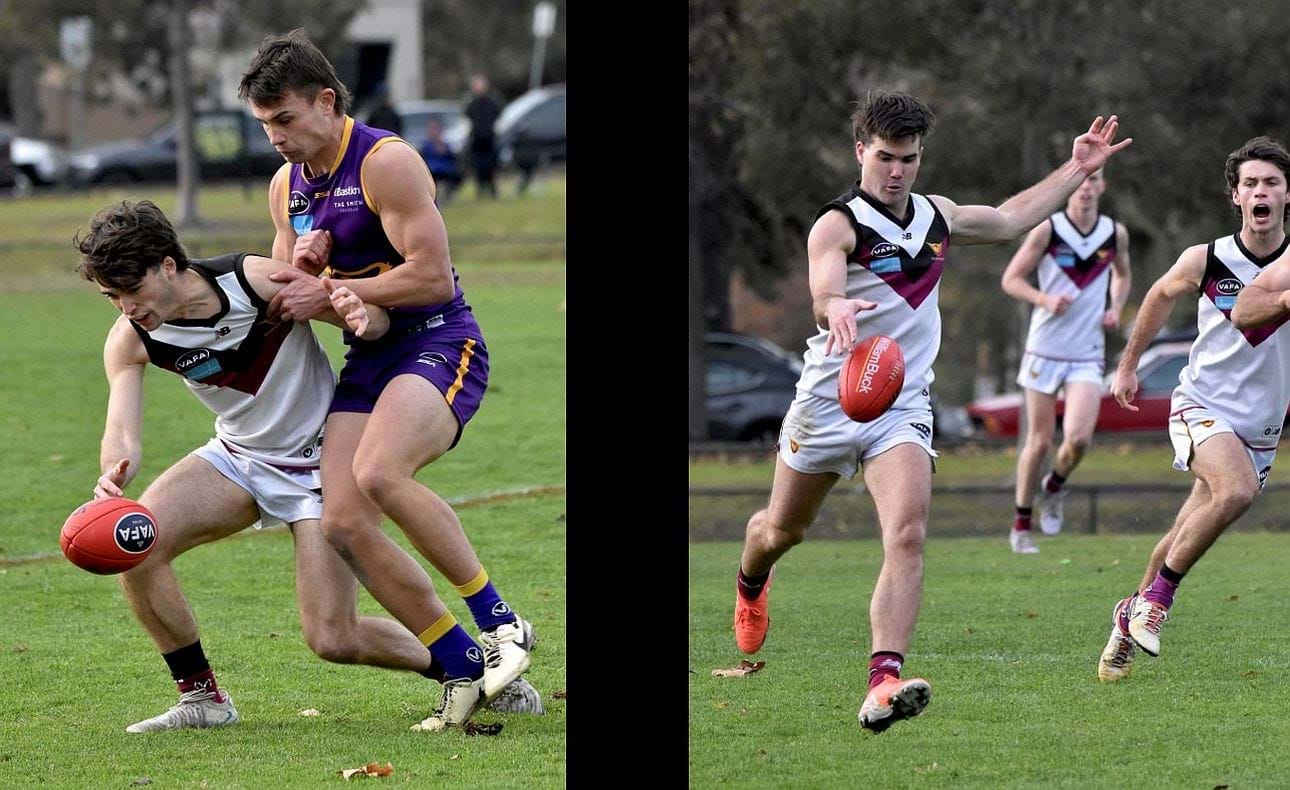 Midfielders Noah Higgins and Josh Gasparini on the job