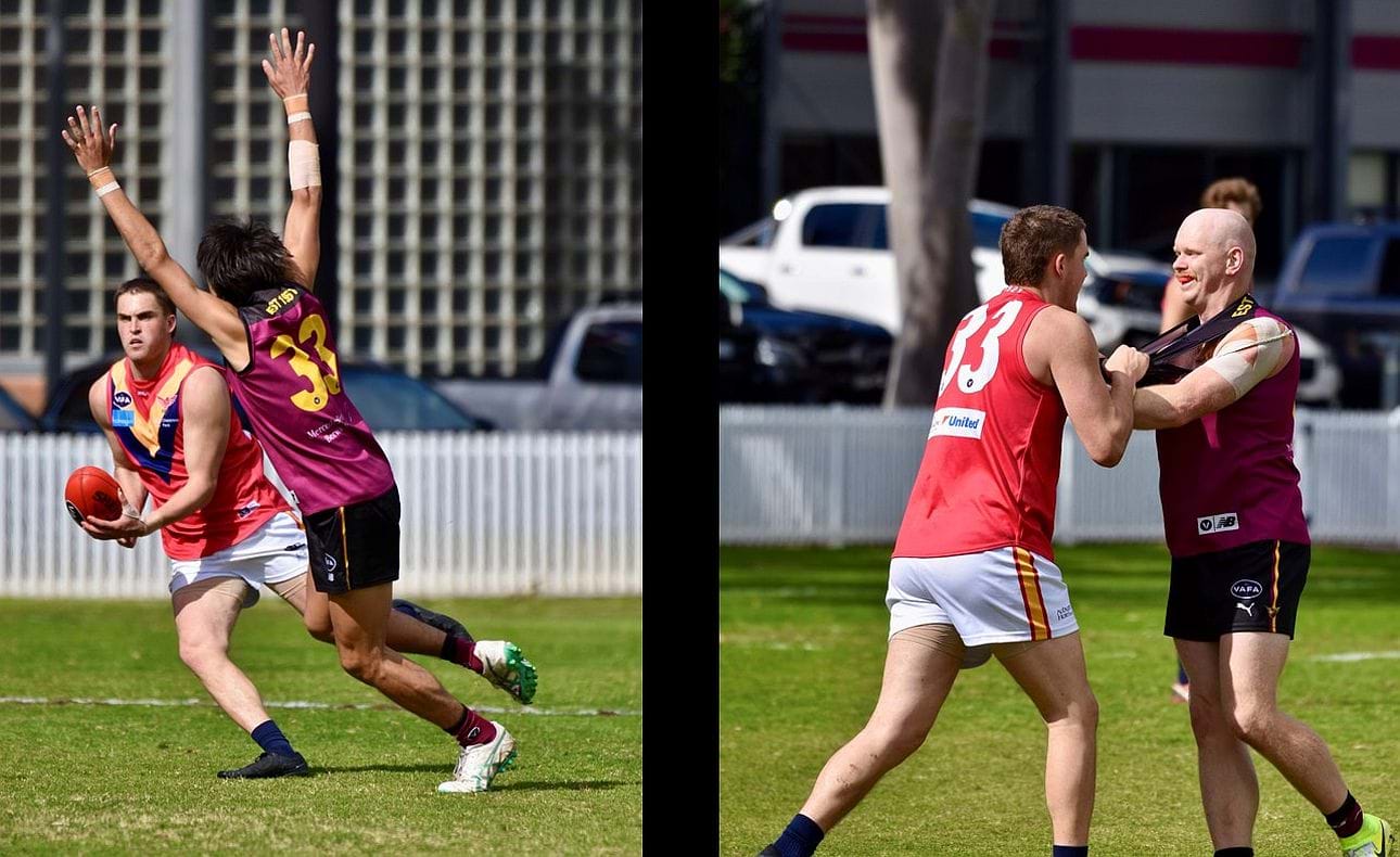 Jack Kennedy (33) harasses and Brad Prior pushes and shoves