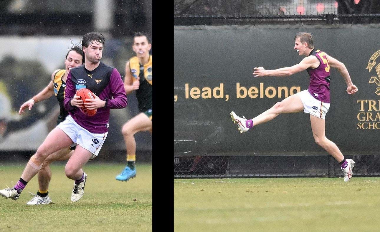 Long-sleeved Jack Munro turns, Charlie Harrop stretches out