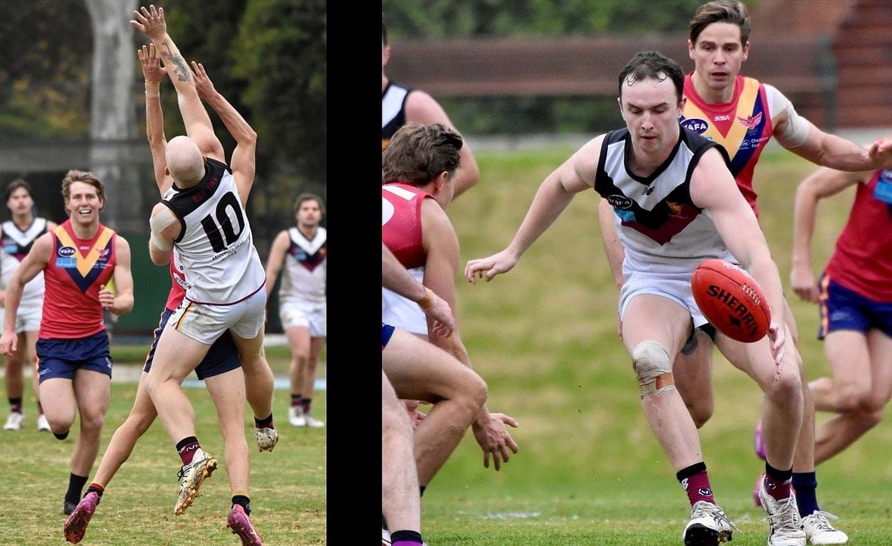 Brad Prior (10) spoils from behind and mid-fielder Jake Black gathers