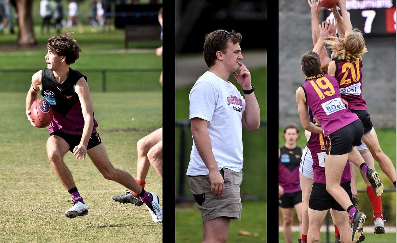 More from the Reserves featuring Conrad Chow, coach Tom Rogerson, and Ryley Cairns (19) and Jack Grenda (20) in defence