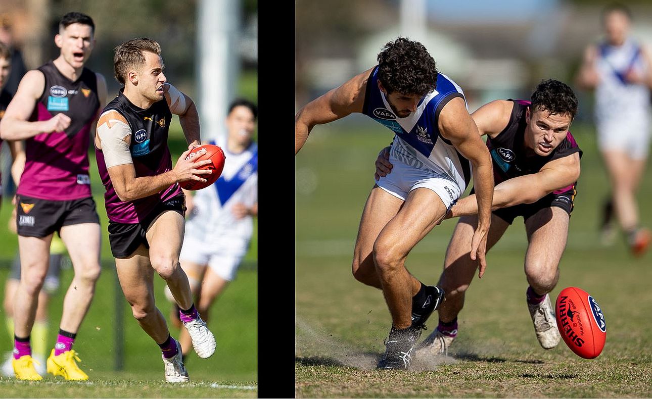 Brodie Steele breaks clear while Sam Loewe has his work cut out in the contest