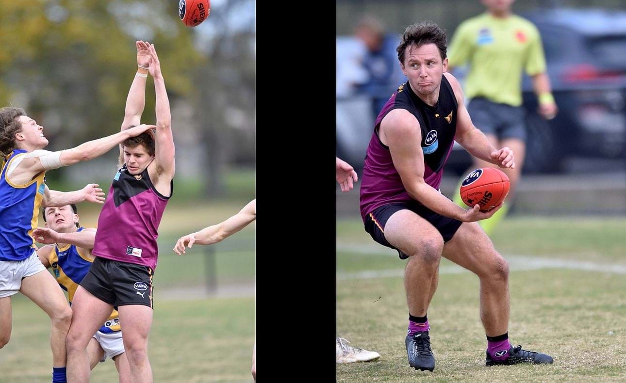 Liam Wood stretches, Peter Gleadhill contemplates a handball