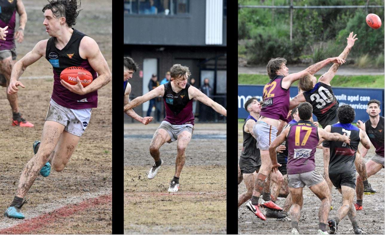 Nathan Dowsett, Rayner Seccull, Austin Bradtke (52) and Billy Mackay (17) in the action