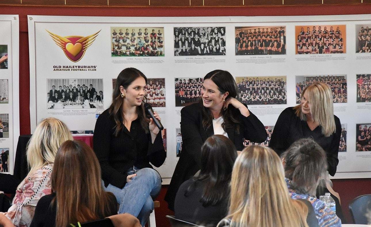 Guest speakers Danielle and Chelsea Frawley along with MC Sara Lappage