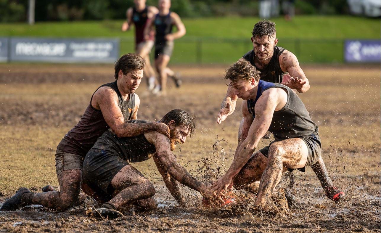 Jack Munro and Brede Seccull in a scene typical of the game's late stages