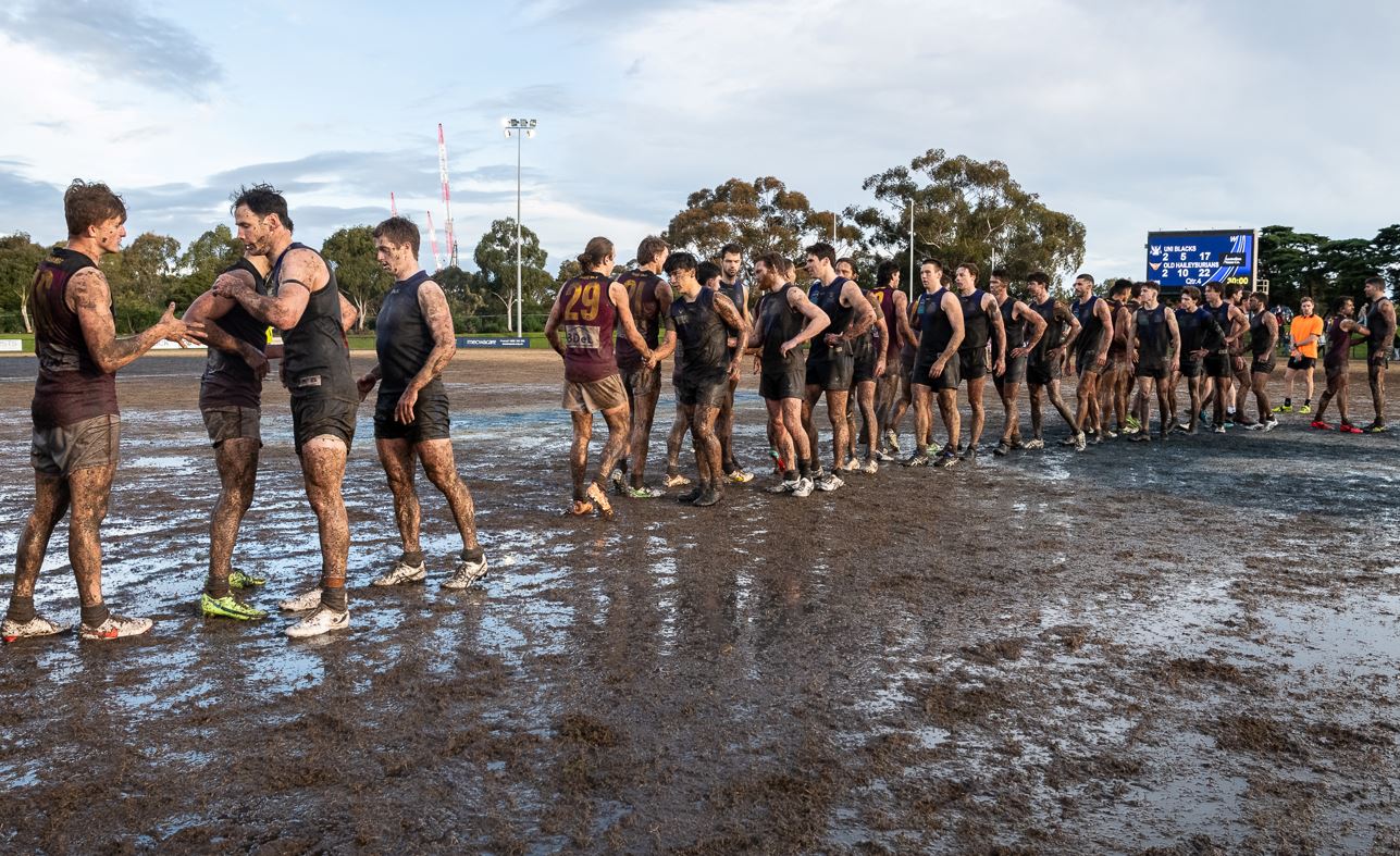 Respect - the teams shake on it after their ordeal