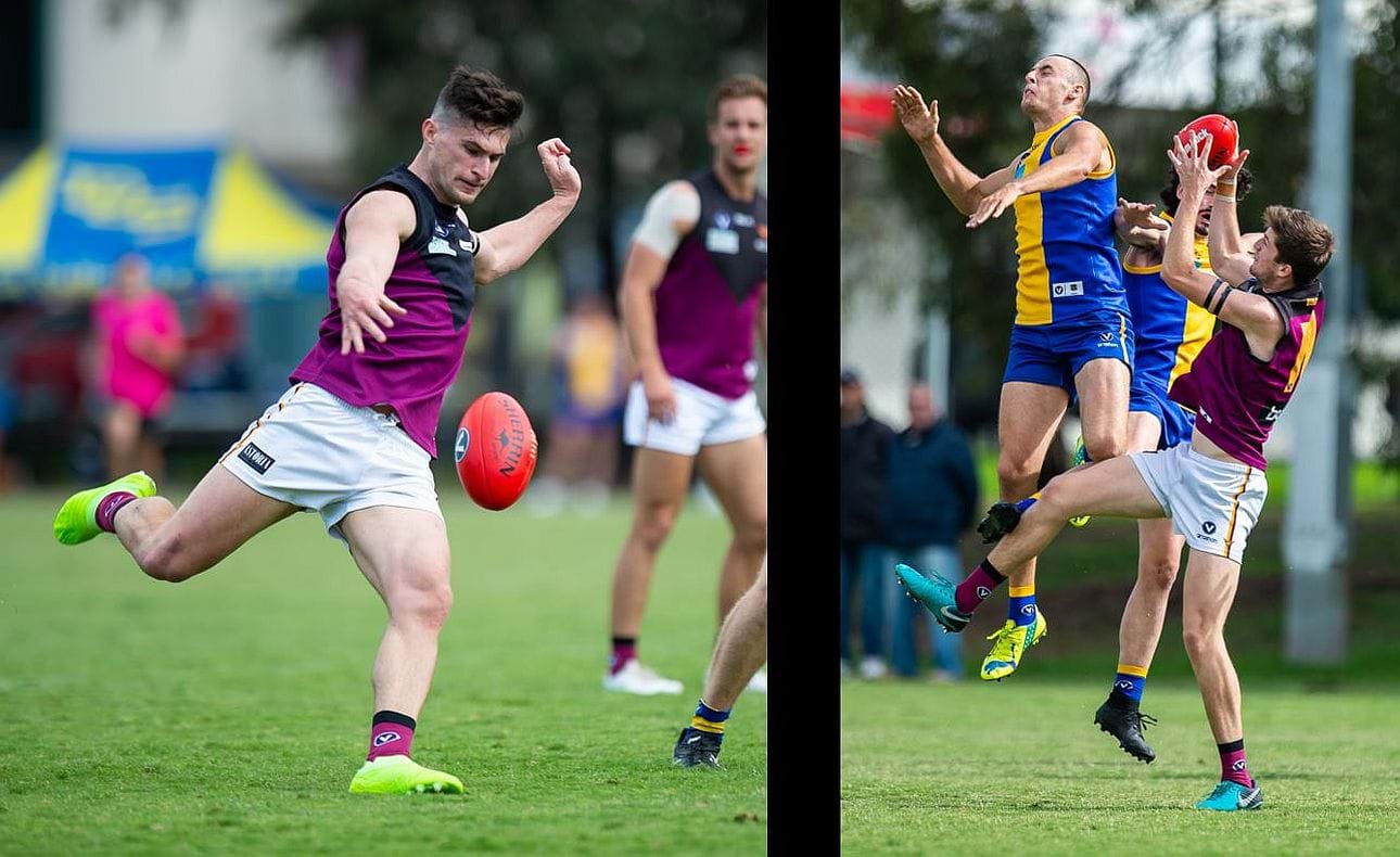 The brothers Seccull, Brede with a kick and Durras taking a strong mark