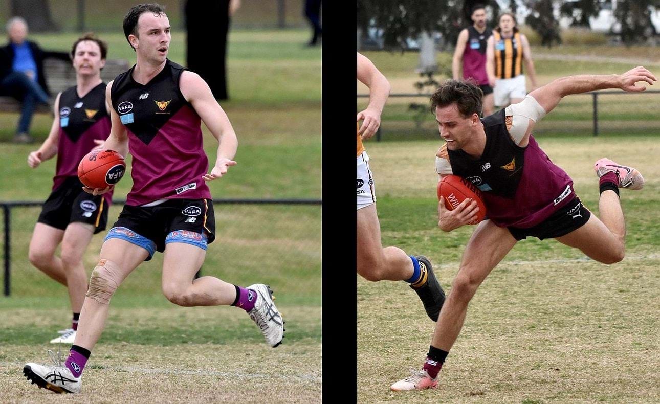 Jake Black and, in a return appearance, Brodie Steele - both with ball in hand