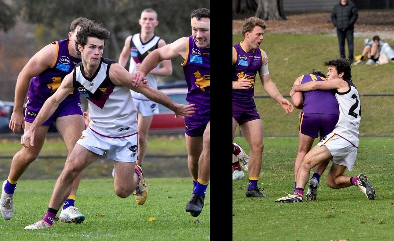 Charlie Sinclair's busy day included this chase and trademark tackle