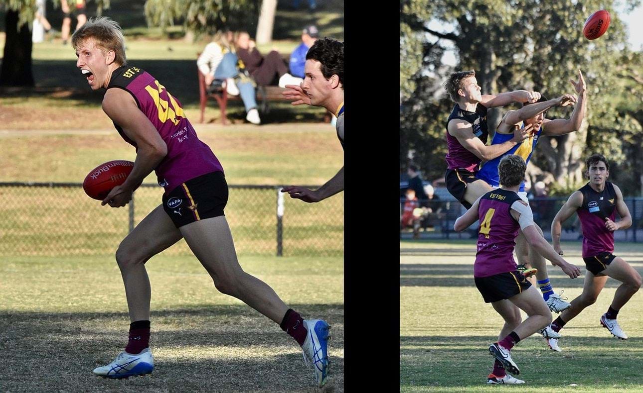 Charlie Harrop (42) on the run; Mattias Rose spoils watched by Hugo Nosiara (4) and Ned Conway