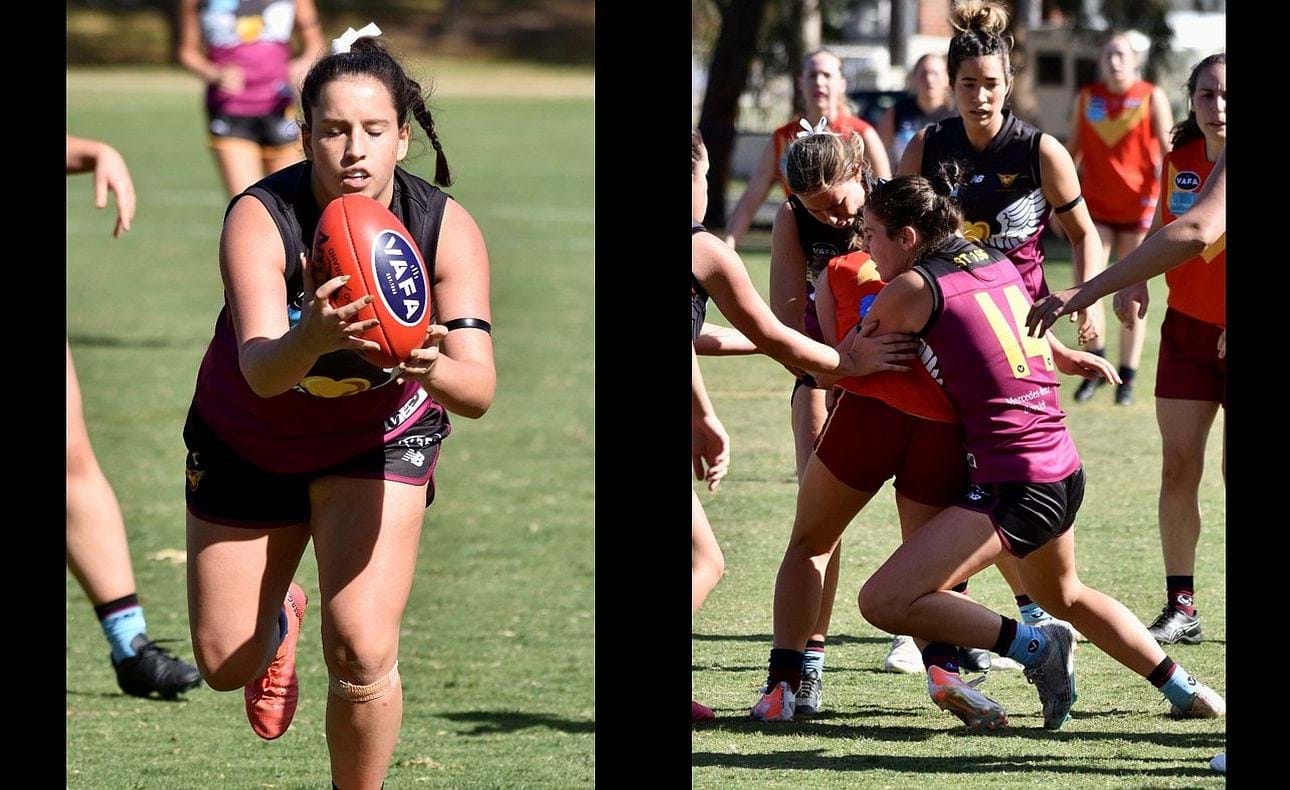 Alessia Lettieri marks, Shaylin Phillips tackles
