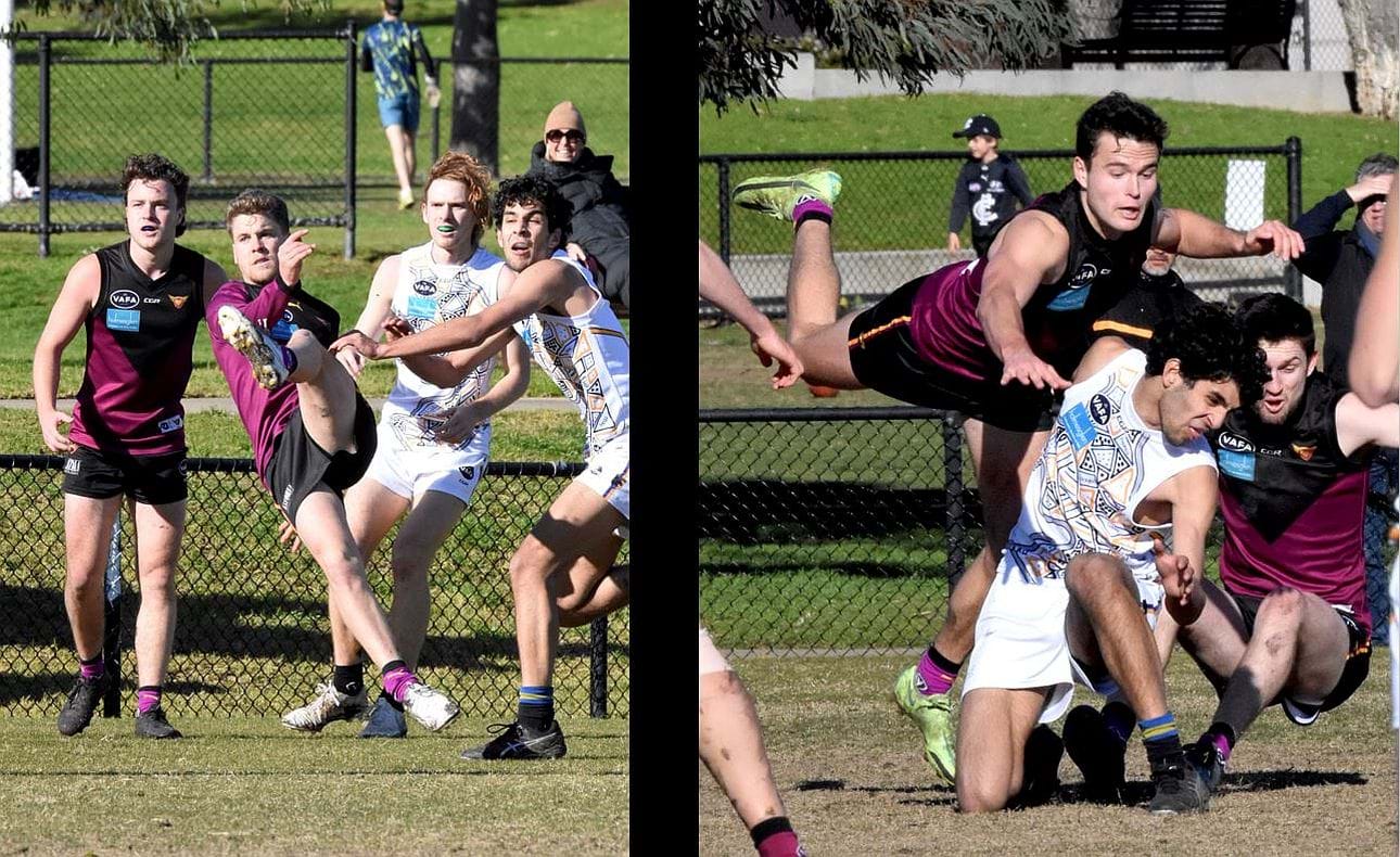 Jack Lonie swings on to his deadly left foot and Sam Loewe crashes the pack