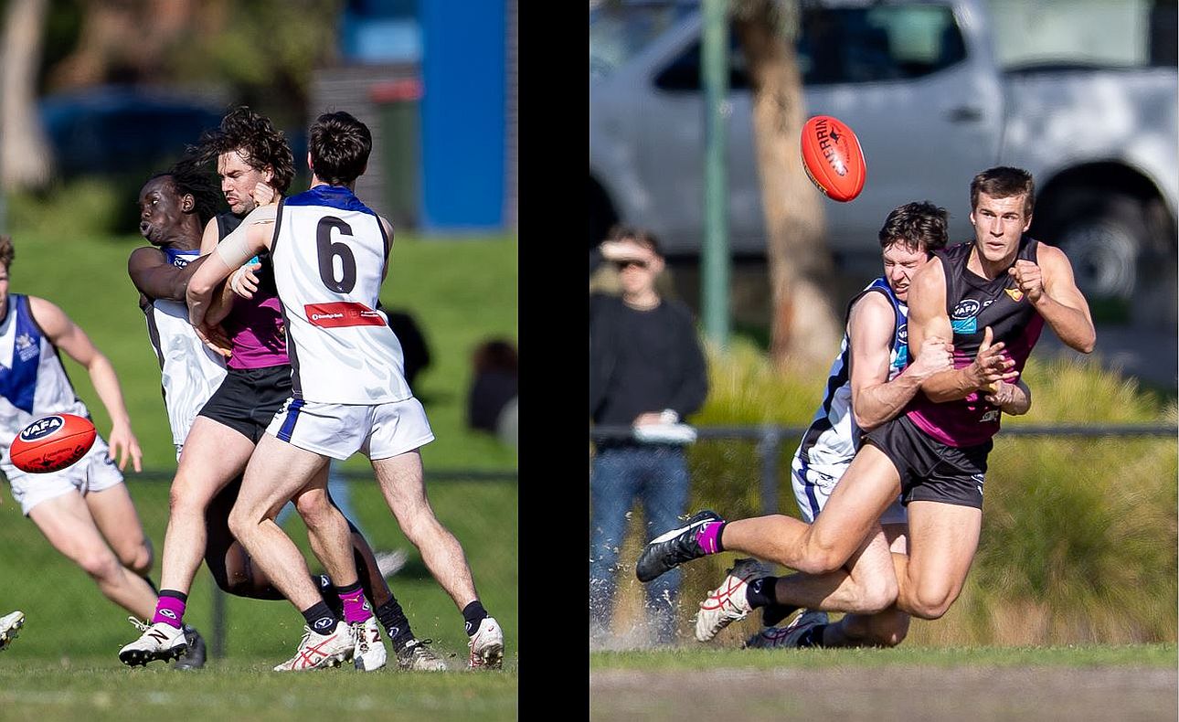 Jack Munro and Lachie Riley feel the Uni Blacks heat