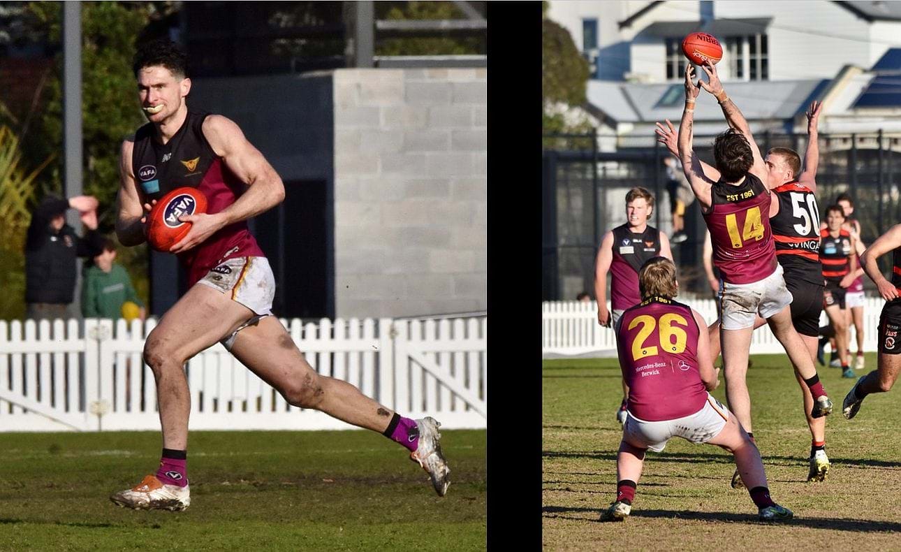 Two Secculls doing their thing, Brede on the run and Durras (14) taking yet another intercept mark with the Kirkwood-Scott brothers looking on