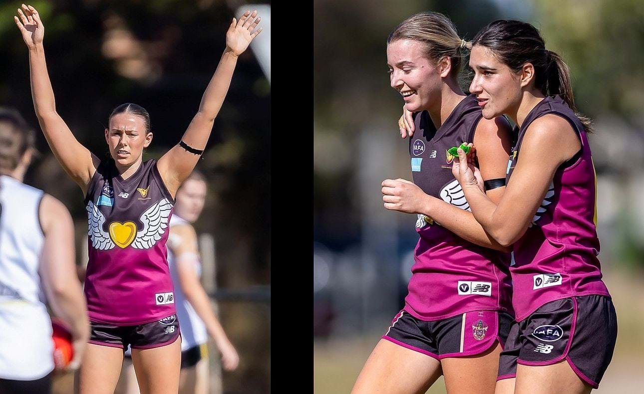 Hands in the air for Charlotte Haydn-Evans; pats on the back for Kate Langford-Jones from Leesa Guastella