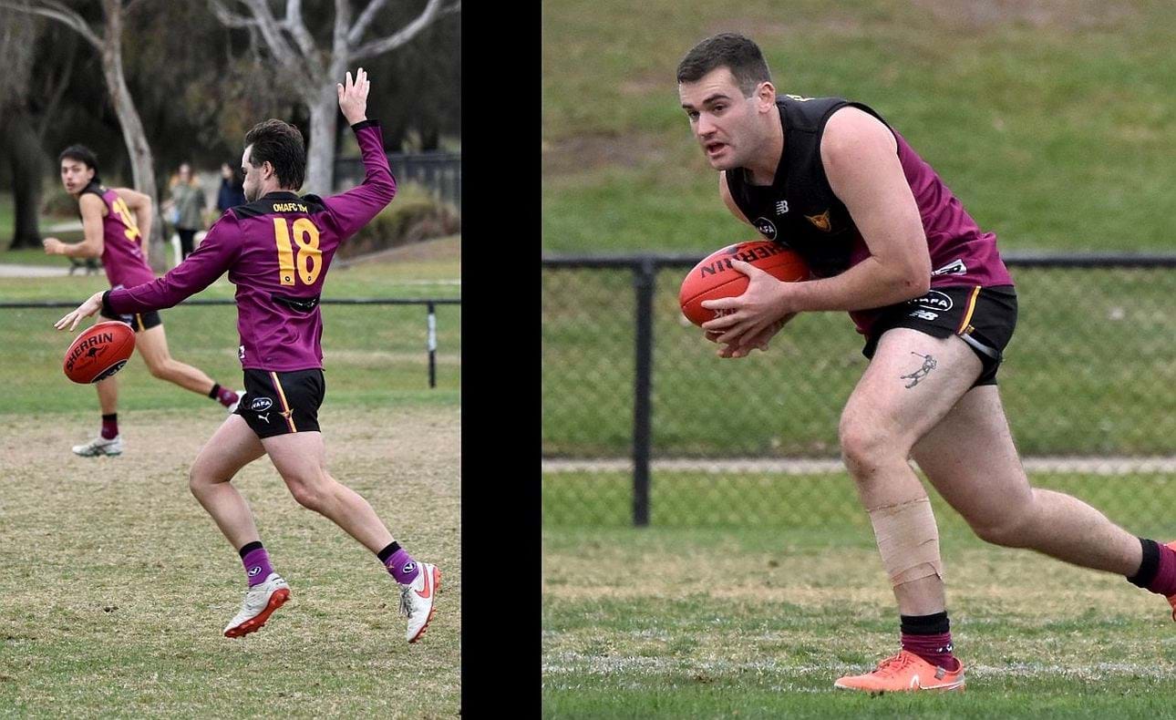 Jack Munro kicking one of his four goals on return, and Sam Hall-Kahan