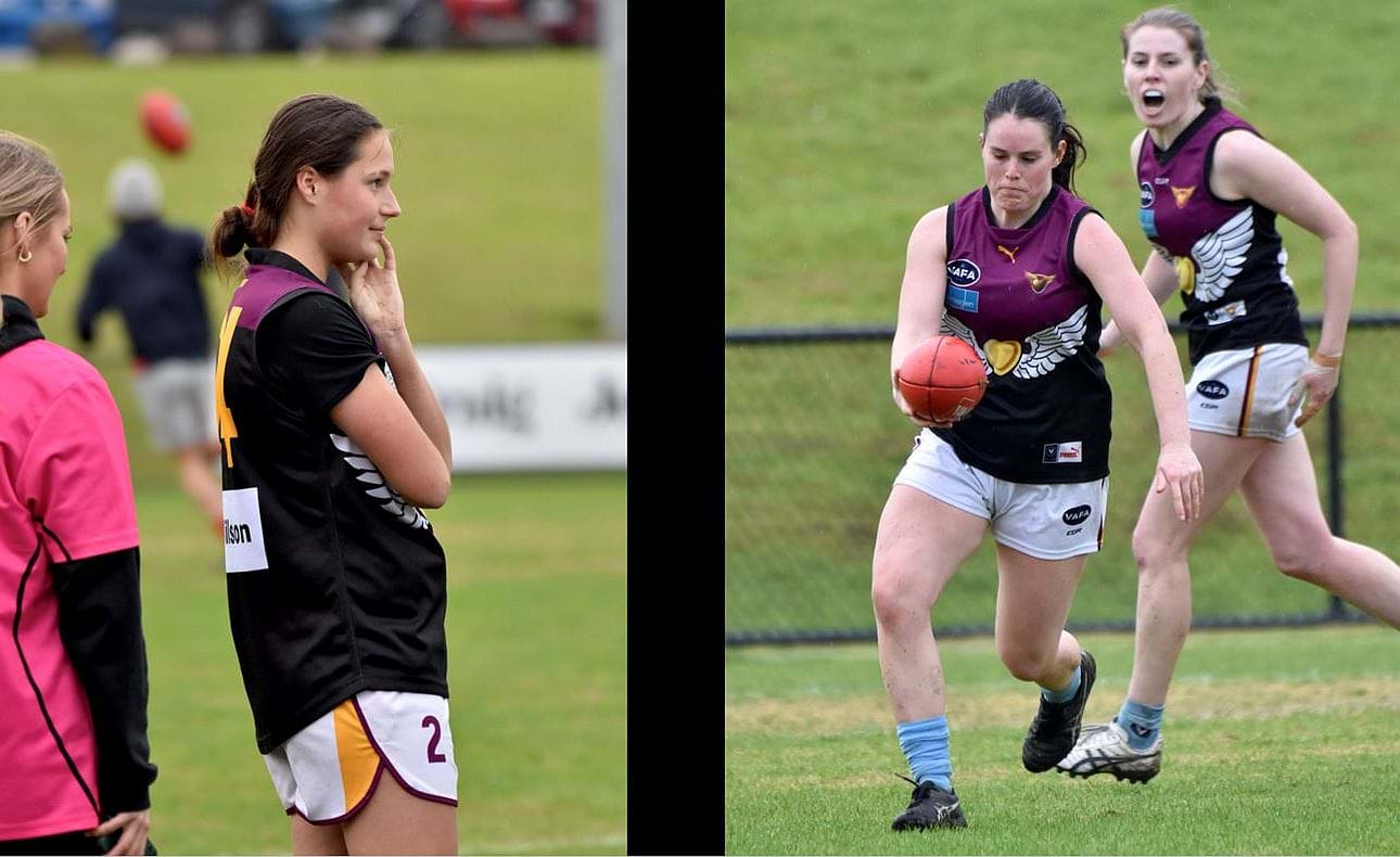 Sophie Roynic awaits her rotation from the bench; Maggie Dunn clears ahead of Georgia MacShane