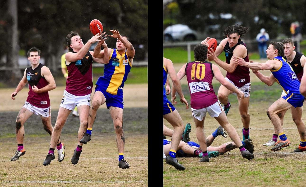 Max Sievers and Nathan Dowsett in the thick of the action