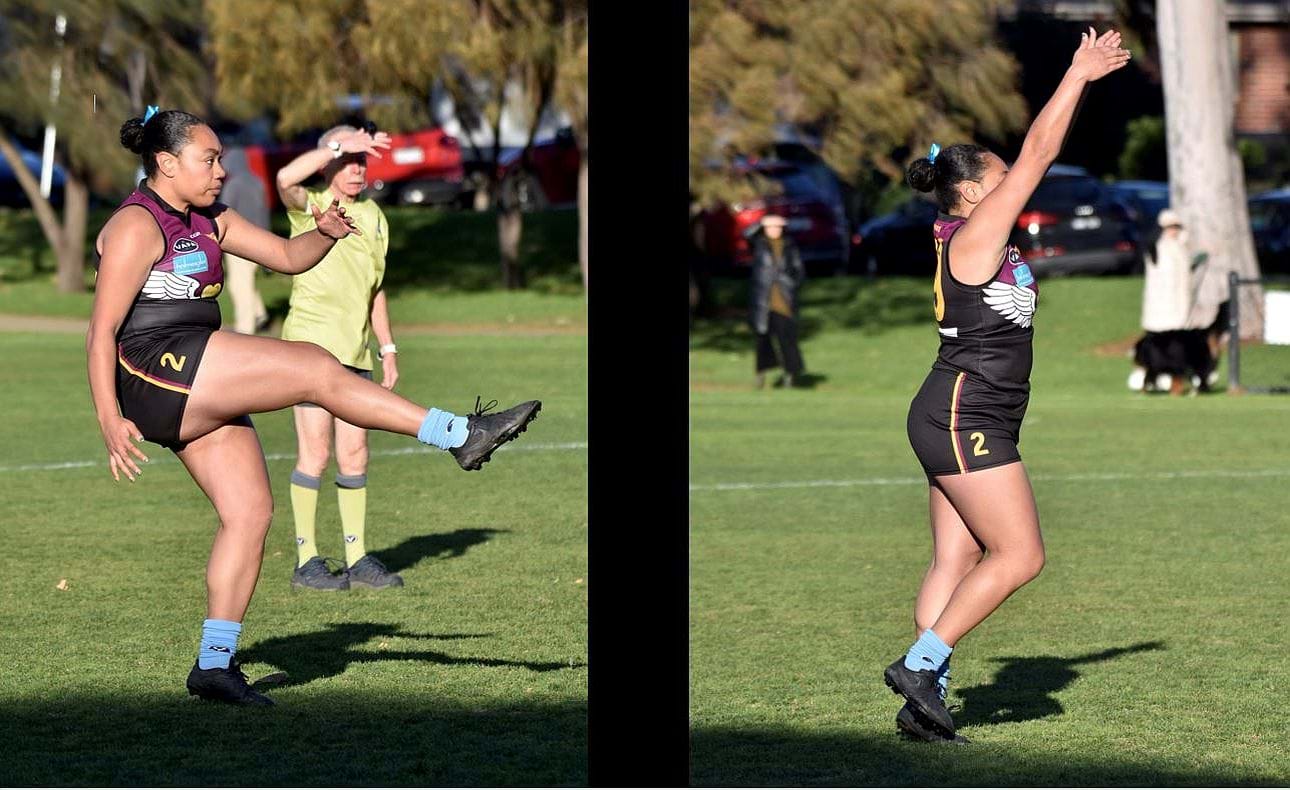 Serene Vudiniabola lines up a goal and watches the result