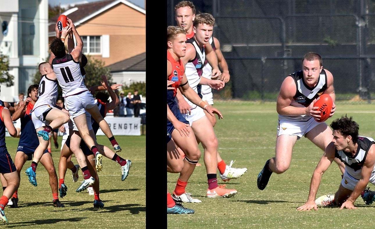 Lachie Vaughan (11) marks at the back of the pack while Max Sievers plans his exit