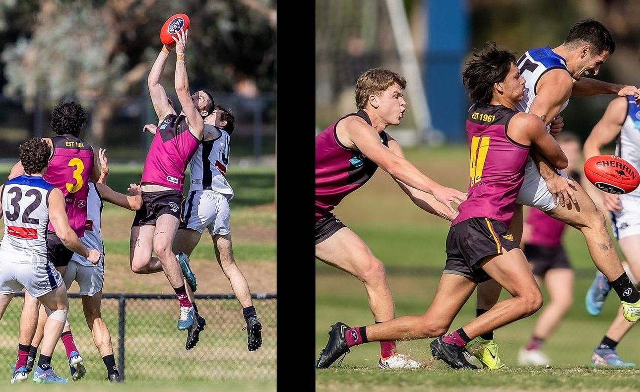 More Durras Seccull intercept marking in defence and senior debutant Cody Goonawardene (41) in the action