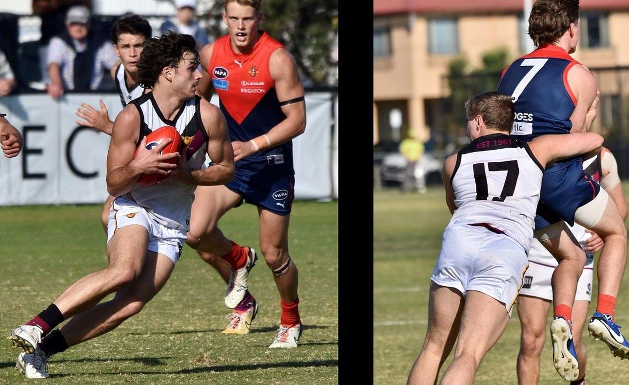 Olli Hotton twists and turns; the Bloods chase tail a lot of the day and Liam Wood (17) was no exception