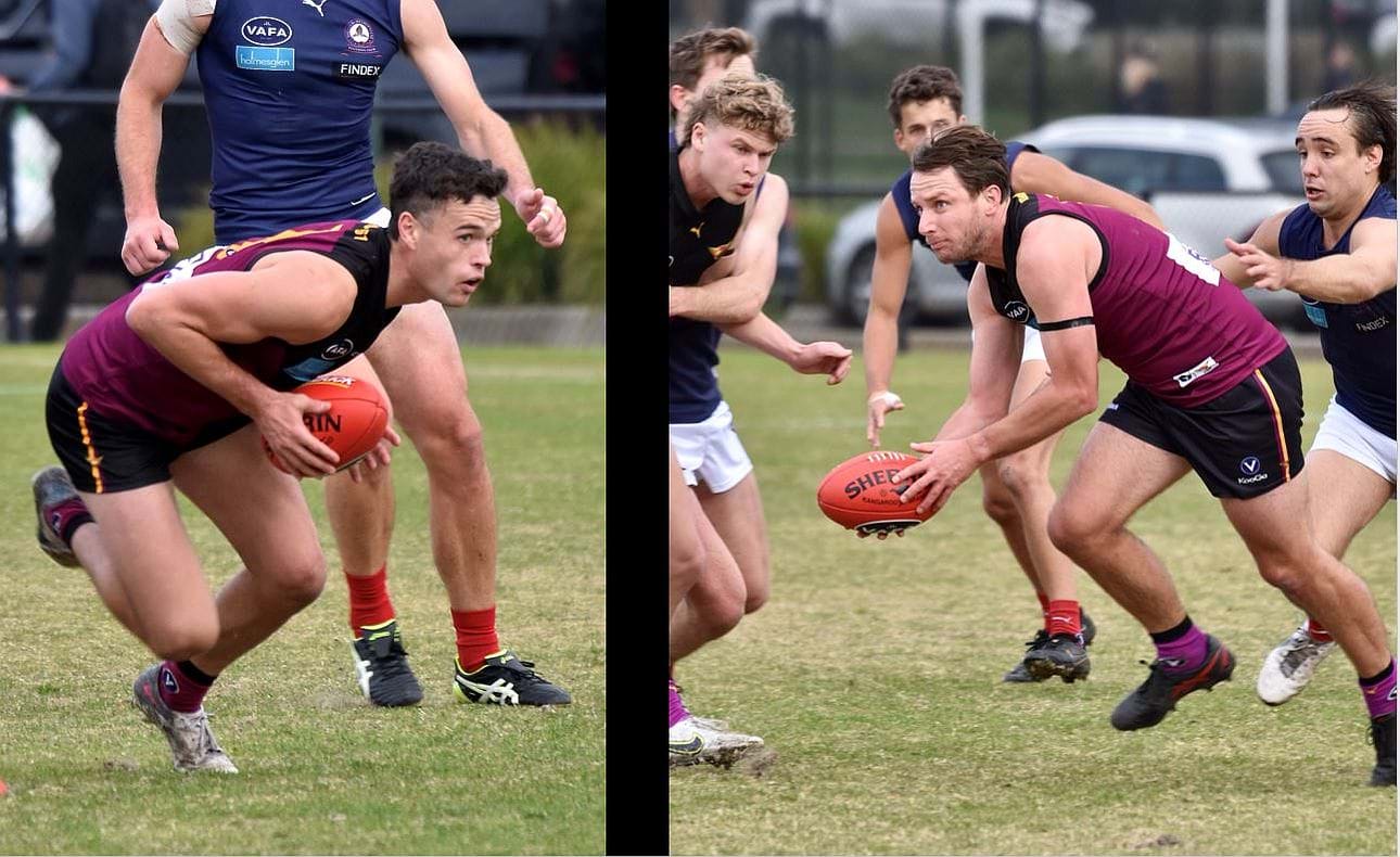 Crouching Sam Loewe and Peter Gleadhill