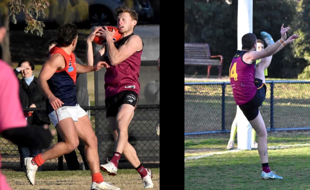 Rayner Seccull marks securely while brother Durras takes a snap at goal